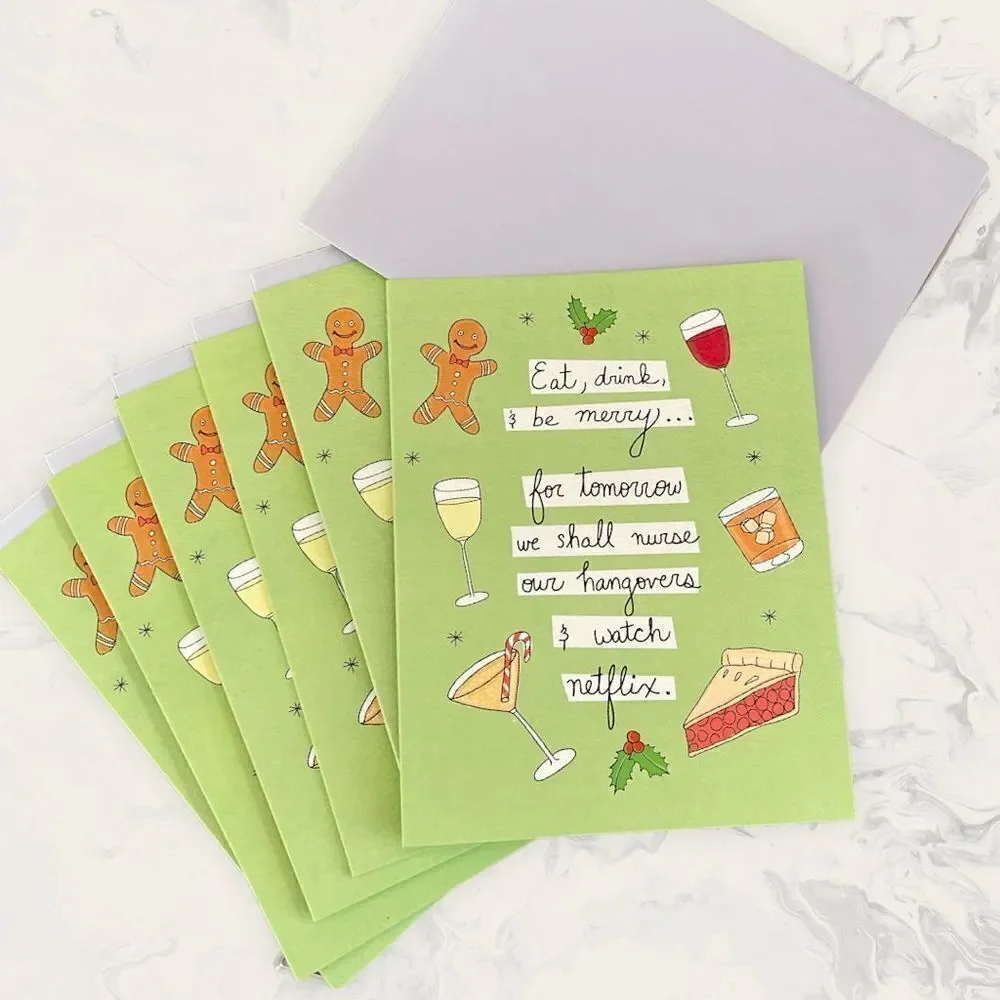 NWOT Set of  6 Christmas Greeting Cards - size 4” x 5 1/2” - multicolor